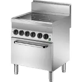 Bartscher Kooktoestel keramisch Bartscher, 4 kookzones met elektrische oven GN1/1, 70(b)x87(d)x65(d)cm, 400V/12,2kW