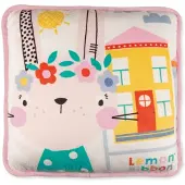 Lemon Ribbon kussen junior 35 x 35 cm polyester wit/groen