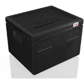 Kängabox Thermobox Expert GN 1/2, inhoud 19 l, draaggrepen, stapelbaar, met deksel, herbruikbaar, L 390 x B 330 x H 280 mm, EPP, zwart