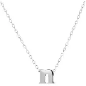 Lucardi Dames Ketting met hanger letter - Staal - Ketting - Cadeau - 43 cm - Zilverkleurig