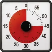 Eduplay aftel timer classic zwart-wit-rood kunststof klok leren klokkijken.