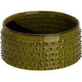 Cosy@home Bowl Glazed Embossed Dots Grasgroen 19,5x19,5xh9cm Rond Aardewerk