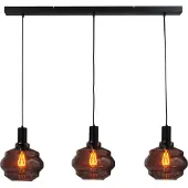 Masterlight 3 Lichts Hanglamp Zwart Porto Met Ball Red Glazen Ø 24cm