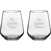 Pasabahce Gegraveerde Drinkglas 42,5cl De Leukste Mama-De Leukste Papa