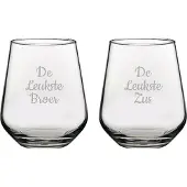 Pasabahce Gegraveerde Drinkglas 42,5cl De Leukste Broer-De Leukste Zus
