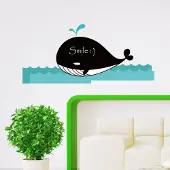 Walplus muursticker krijtbord walvis 70 cm PVC zwart/blauw