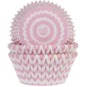 Cake Supplies Cupcake Vormpjes Chevron Roze 50x33mm. 50st.