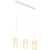 QAZQA Retro hanglamp wit met rotan 3-lichts langwerpig - Akira
