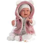 Llorens Removed Mimi Smiles With Hair Fuchsia Jacket And Pacifier Doll 40 Cm Roze Kinderen