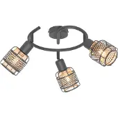 QAZQA Design plafondlamp zwart met goud 3-lichts rond - Noud