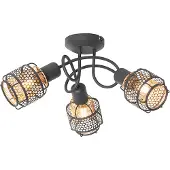 QAZQA Design plafondlamp zwart met goud 3-lichts - Noud