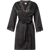 Ralph Lauren Ochtendjas 'SIGNATURE SATIN' zwart
