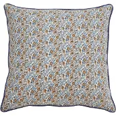 Nordal COSMO kussenhoes blauwe bloemen en oranje / bruine achterkant | 50 x 50 cm