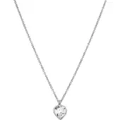 Traveller Ketting met Hanger - Collier Dames - Zilverkleurig - Hartje - Swarovski Kristal - 11x10 mm - Geplatineerd - Lengte Verstelbaar 38 / 41 / 44 cm. - 157258