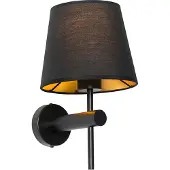 QAZQA Moderne wandlamp zwart incl. kap met gouden binnenkant - Pluk