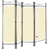 Casaria Kamerscherm Crème Staal 180x163cm Inklapbaar
