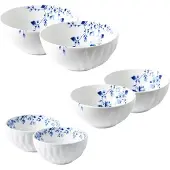 Heinen Delfts Blauw | Blauw Vouw kommen | 6 stuks