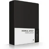 Romanette Hoeslaken Zwart (Double Jersey)-Lits-Jumeaux XL (200 x 200/210/220/230 cm)