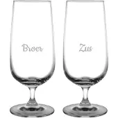 Fusion Gegraveerde bierglas op voet 41cl Broer-Zus