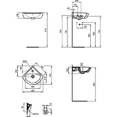 Ideal standard Eurovit hoekfontein met kraangat met overloop 34x34cm keramiek wit E872701