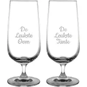 Fusion Gegraveerde bierglas op voet 41cl De Leukste Tante-De Leukste Oom