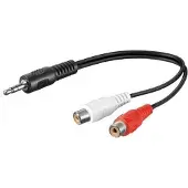 PremiumCord Premium Cord-kabelbus 3,5 mm-2xCINCH M/F 20 cm