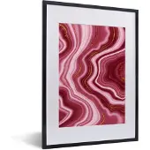 PosterMonkey Fotolijst incl. Poster - Marmer - Roze - Gouden - 30x40 cm - Posterlijst