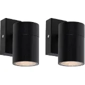 QAZQA Set van 2 buitenwandlamp zwart RVS IP44 - Solo