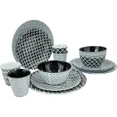 Bo Camp - Servies - Mix & Match - 16 Stuks - Zwart/Wit