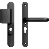 Axa Oval Plus veiligheidsbeslag voordeur smalschild D-knop/U kruk PC55 met kerntrekbeveiliging SKG3 - aluminium/zwart