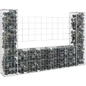 vidaXL Schanskorf U-vormig met 2 palen 140x20x100 cm ijzer
