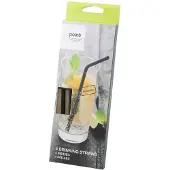 Point-Virgule cocktailrietjes met reinigingsborstel - rvs - zwart - 20.5cm - 4 stuks