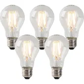 LUEDD Set van 5 E27 LED filament lampen helder glas 3W 250 lm 2200K