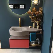 Mondiaz Riva badmeubel 100cm Fire met 1 lade en wastafel links 1 kraangat Smoke