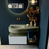 Mondiaz Riva badmeubel 100cm Clay met 1 lade en wastafel links 0 kraangaten Army