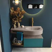 Mondiaz Riva badmeubel 100cm Smag met 1 lade en wastafel rechts 1 kraangat Smoke