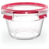 EMSA Bewaarbeker Clip & Close Glas 0,9 liter, rond, stapelrand, ovenbestendig, lekvrij (2-delig)