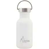 Laken RVS fles 0,5L Basic Steel Bottle Wit - Steel Cap - - roestvrijstaal - waterfles - drinkfles