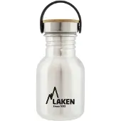 Laken RVS fles 0,35L Basic Steel Bottle - Bamboo Cap - - roestvrijstaal - waterfles - drinkfles