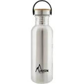 Laken RVS fles 750ml Basic Steel Bottle - Bamboo screw cap,
