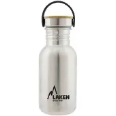 Laken RVS fles 500ml Basic Steel Bottle - Black plastic screw cap,