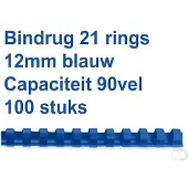 GBC inbindruggen, plastic, Ø 12 mm, 100 stuks, blauw