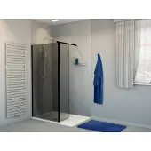 Balmani Move inloopdouche met beweegbare zijwand 100 x 200 cm rookglas mat zwart profiel