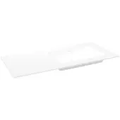 Storke Mata asymmetrisch rechtse wastafel matte solid surface 110 x 52 cm combinatie kast 35 cm