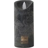 Ptmd LED kaars Rustiek Donkergroen 5,5 x 5,5 x 12,5 cm - LED Light Candle rustic dark green moveable flame - XS