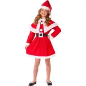 Vegaoo Kostuum Meisje Kerstmoeder Rood Polyester (5-6 Jaar)