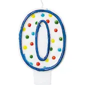 Amscan Verjaardagskaars 0 - Polka Dots 7,6 Cm Blauw/wit
