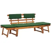 vidaXL Tuinbank met kussens 2-in-1 190 cm massief acaciahout