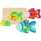 Goki Puzzel - Vis - 11 delen - 4 lagen - 18x12,5x1,4cm - Hout - 2+