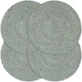 vidaXL Placemats 4 st rond 38 cm jute olijfgroen